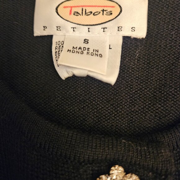 Talbots Petite Black Merino Wool Cardigan - Picture 4 of 12